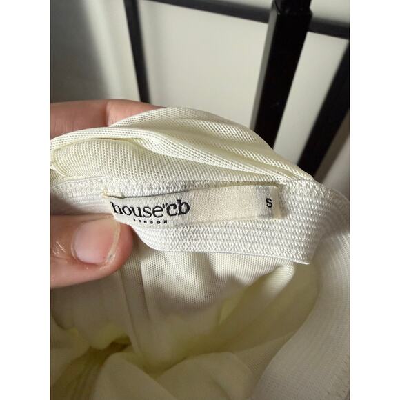 House of CB Valentina White Asymmetric Cutout Midi Dress Size Small - Picture 9 of 10